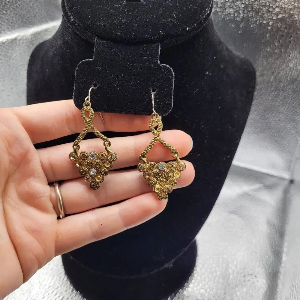 Vintage Vanecci Raw Gold Chandelier Earrrings